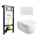 Plieger Kansas Toiletset - UP320 inbouwreservoir - wandcloset - zitting - softclose - witte bedieningsplaat - ronde knoppen - wit SW1222591