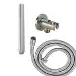 Wiesbaden Caral handdoucheset inbouw rond 1 stand staafhanddouche met conische doucheslang en wandhouder RVS SW444743