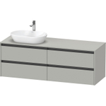 Duravit Ketho 2 wastafelonderbouwkast incl. consoleplaat met 4 laden voor waskom links 160x55x56.8cm met handgrepen antraciet betongrijs mat SW772670