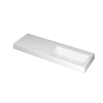 INK Momento wastafel - 140x45x9cm - 1 wasbak rechts - 0 kraangaten - polystone wit mat SW798410