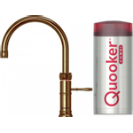 Quooker NL Classic Fusion round kokendwaterkraan opbouw uitloop draaibaar met Combi reservoir messing patina SW647516