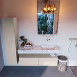 MONDIAZ ALAN - DLUX Badkamermeubelset - 130cm - onderkast - Linen - 2 lades - vrijhangende wastafel - wasbak rechts - 0 kraangaten - Glace SW806042