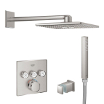 GROHE Smartcontrol Regendoucheset Inbouw - inbouwboxen - hoofddouche vierkant - staafhanddouche - geborsteld supersteel SW909596