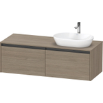 Duravit Ketho 2 wastafelonderbouwkast incl. consoleplaat met 2 laden voor waskom rechts 140x55x45.9cm met handgrepen antraciet eiken terra mat SW772370