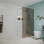 Fortifura Galeria inloopdouche - 100x200cm - rookglas - wandarm - Geborsteld Gunmetal PVD SW876927