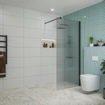 Fortifura Galeria inloopdouche - 90x200cm - ribbelglas - wandarm - mat zwart SW876965