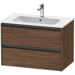Duravit Ketho 2 wastafelonderbouwkast met 2 laden 81x48x55cm met grepen antraciet donker noten mat SW772730