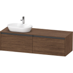 Duravit Ketho 2 wastafelonderbouwkast incl. consoleplaat met 2 laden voor waskom links 160x55x45.9cm met handgrepen antraciet donker noten mat SW772215