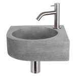 Differnz Cleo fonteinset - 31.5x31.5x10cm - Kwartrond - 1 kraangat - Gebogen matte chromen kraan - Beton Grijs SW373177