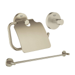 GROHE Essentials accessoireset 3-delig met handdoekhouder, handdoekhaak en toiletrolhouder met klep geborsteld Nikkel SW529096