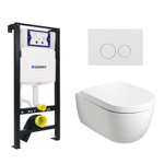 Plieger Kansas Toiletset - UP320 inbouwreservoir - wandcloset - compact - zitting - softclose - witte bedieningsplaat - ronde knoppen - wit SW1222593