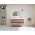 HR badmeubelen Infinity XXL 3D Badkamermeubelset - 140 cm - 2 keramische wasbakken kube wit - 2 kraangaten - 4 lades - french oak SW863529