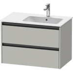 Duravit Ketho 2 wastafelonderbouwkast met 2 laden voor waskom rechts 81x48x54.9cm met grepen antraciet betongrijs mat SW772195