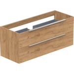 Thebalux Type onderbouwkast 120x45x50cm 1 uitsparing opbouwgreep RVS 2 softclose lades standaard greep MDF/spaanderplaat carbon wood SW768624