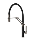 Gessi Officine keukenmengkraan 1-gats met flexibele uitloop incl houder RVS/PVD Zwart mat SW524081