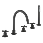 Crosswater MPRO Crosshead badrandkraan 5 gats met handdouche zwart mat SW648400