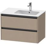 Duravit Ketho 2 wastafelonderbouwkast met 2 laden voor waskom rechts 81x48x54.9cm met grepen antraciet Linnen mat SW773069