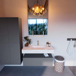 MONDIAZ ALAN - DLUX Badkamermeubelset - 100cm - onderkast - Plata - 1 lade - vrijhangende wastafel - wasbak midden - 1 kraangat - Ostra SW807771