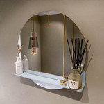 Mondiaz SPOT Badkamerspiegel - rond 70cm - spiegelplanchet - kleur Clay SW1235506