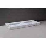 Forzalaqua Bellezza Doppio wastafel 140.5x51.5x9cm Rechthoek 2 kraangaten 2 wasbakken Natuursteen Carrara gepolijst SW230720
