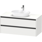 Duravit Ketho 2 wastafelonderbouwkast incl. consoleplaat met 2 laden 120x55x56.8cm met handgrepen antraciet wit mat SW771799