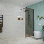 Fortifura Galeria inloopdouche - 70x200cm - rookglas - wandarm - mat zwart SW876880