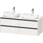 Duravit Ketho 2 wastafelonderbouwkast incl. consoleplaat met 4 laden voor waskom rechts 140x55x56.8cm met handgrepen antraciet hoogglans wit SW772921