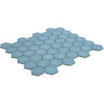 The Mosaic Factory Valencia mozaïektegel - 27.6x32.9cm - wand en vloertegel - Zeshoek/Hexagon - Gerecycled glas Turquoise Mat SW382570