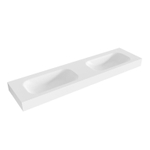 Mondiaz BIG SMALL Vrijhangende wastafel - 180cm - 2 wasbakken - rand 12cm - Solid surface Talc SW433528