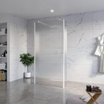 Fortifura Galeria Vrijstaande Inloopdouche - 100x200cm - Helder geribbeld - antikalk - 8mm veiligheidsglas - 2 zijwanden 30cm - wandsteunen en hoekprofielen - Wit mat SW993093