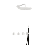 Hotbath Cobber IBS70 Regendoucheset inbouw - 38.5cm wandarm - 30cm ronde hoofddouche - staafhanddouche - wit mat SW678184