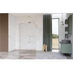 Fortifura Galeria Vrijstaande Inloopdouche - 110x200cm - Helder geribbeld - antikalk - 8mm veiligheidsglas - wandsteunen - Chroom SW992906