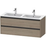 Duravit Ketho 2 wastafelonderbouwkast met 2 laden voor dubbele wastafel 128x48x55cm met grepen antraciet eiken terra mat SW772380