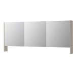 INK SPK3 Spiegelkast - 180x14x74cm - 3 deuren - dubbelzijdige Spiegel - open planchet - schakelaar en stopcontact - MDF lak Mat kasjmier grijs SW798099