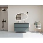 HR badmeubelen Infinity XXL 3D Badkamermeubelset - 120 cm - 1 keramische wasbak djazz mat zwart - 2 kraangaten - 2 lades - mat petrol SW863506