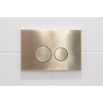 QeramiQ Push metal Bedieningsplaat geborsteld Goud met rond dualflush frontbediening voor Geberit UP320 inbouwreservoir SW706200