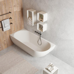 Ideavit Solidnova half vrijstaand bad - 180x80x56cm - Solid surface - Hoek links - Mat Wit SW857504