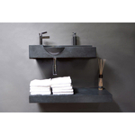 Forzalaqua Laguna wastafel 80x40x12cm Rechthoek 0 kraangaten Natuursteen Graniet gezoet SW230853