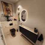 MONDIAZ TURE-DLUX 120cm toiletmeubel Urban. EDEN wastafel Frappe positie links. Met 1 kraangat. SW1102653