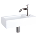 Differnz Ravo fonteinset - 38.5x18.5x9.5cm - Rechthoek - 1 kraangat - Gebogen matte chromen kraan - Keramiek Wit SW705313