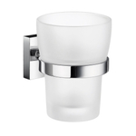 Smedbo House Bekerhouder - met glas - vierkant - chroom/mat glas SW12193