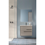 Adema Prime Essential Badkamermeubelset - 60x55x46cm - 1 ovale wasbak wit - 1 kraangat - 2 lades - rechthoekige spiegel - taupe SW925075