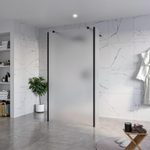 Fortifura Galeria Vrijstaande Inloopdouche - 110x200cm - Glas mat - antikalk - 8mm veiligheidsglas - 2 zijwanden 40cm - wandsteunen en hoekprofielen - Zwart mat SW993117