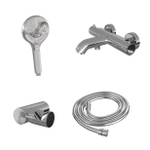 Brauer Chrome Edition Badkraan opbouw - douchegarnituur - 2 gladde knoppen - handdouche rond 3 standen - chroom met 3 standen handdoucheset chroom SW641788