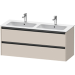 Duravit Ketho 2 wastafelonderbouwkast met 2 laden voor dubbele wastafel 128x48x55cm met grepen antraciet taupe mat SW772313