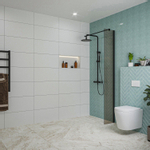 Fortifura Galeria inloopdouche - 30x200cm - rookglas - wandarm - mat zwart SW876876