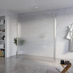 Fortifura Galeria Vrijstaande Inloopdouche - 180x200cm - Helder geribbeld - antikalk - 8mm veiligheidsglas - 2 zijwanden 40cm - wandsteunen en hoekprofielen - Geborsteld RVS PVD (RVS) SW993239