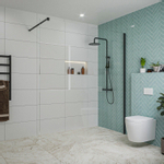 Fortifura Galeria inloopdouche - 180x200cm - helder glas - wandarm - mat zwart SW917236