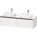 Duravit Ketho 2 wastafelonderbouwkast incl. consoleplaat met 2 laden voor dubbele waskommen 160x55x45.9cm met handgrepen antraciet hoogglans wit SW772907