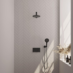 BRAUER Black Edition Thermostatische Regendouche inbouw - drukknoppen - SET 55 - 20cm hoofddouche - rechte muurarm - 3 standen handdouche - doucheslang - wandaansluitbocht - zwart mat SW925422